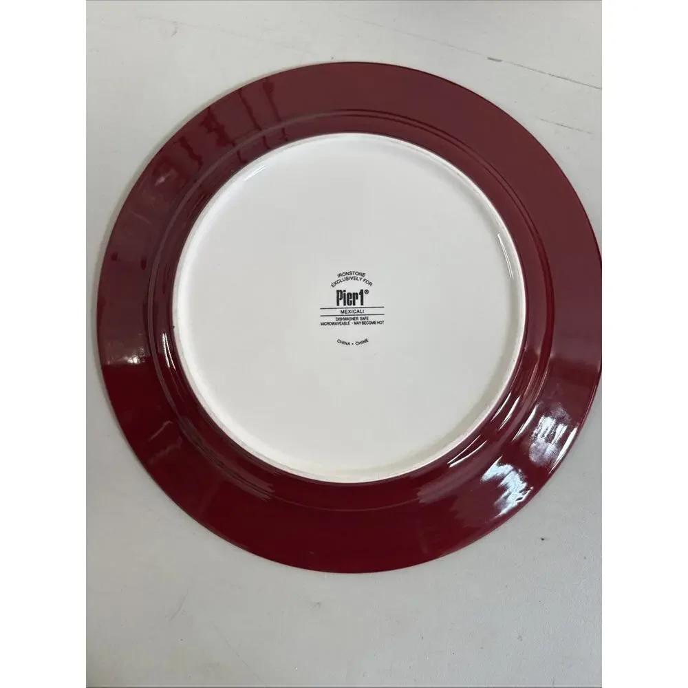 Pier 1 Set Of 4 Mexicali Dinner Plates 11” Round Colorful Ceramic Stoneware